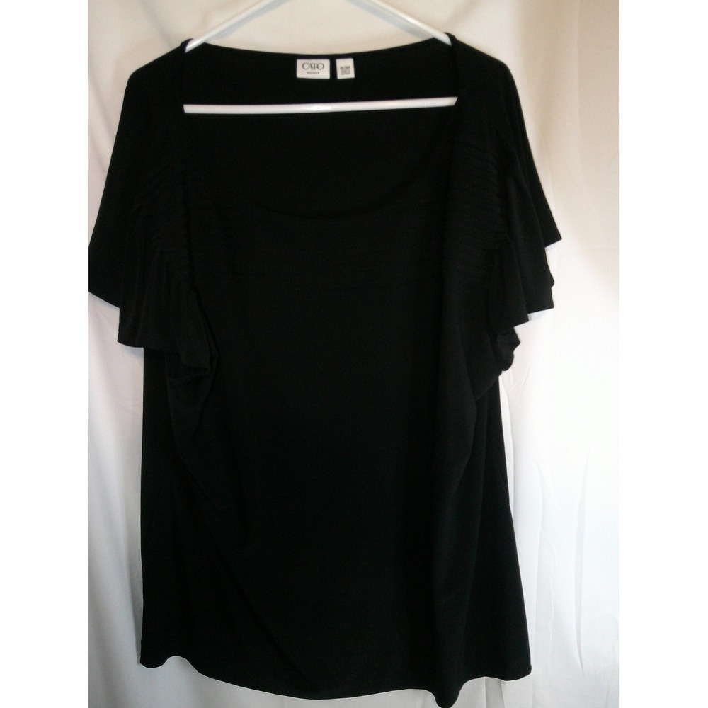 Cato Black Tunic Top Ruffle Sleeve Plus Size Blouse Elegant Size 26W/28W